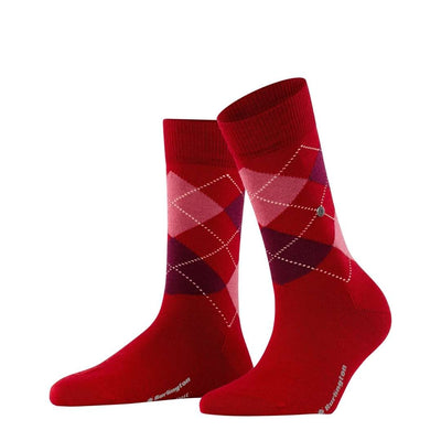 Burlington Marylebone merino damessokken met argyle patroon